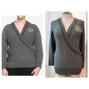 Hot Topic Plus Size 2 Outlander Crowned Thistle Faux Wrap Crossover Knit Sweater
